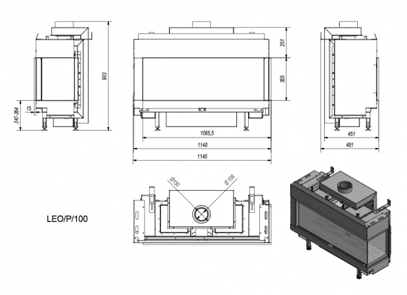 Топка газовая Kratki PRO LEO/P/100/G20 (магистральный газ)